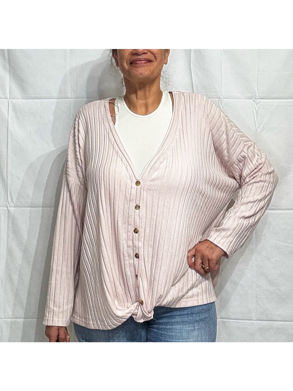 Hippie Rose Blush Pink Knot Front Top Sz 2X NWT